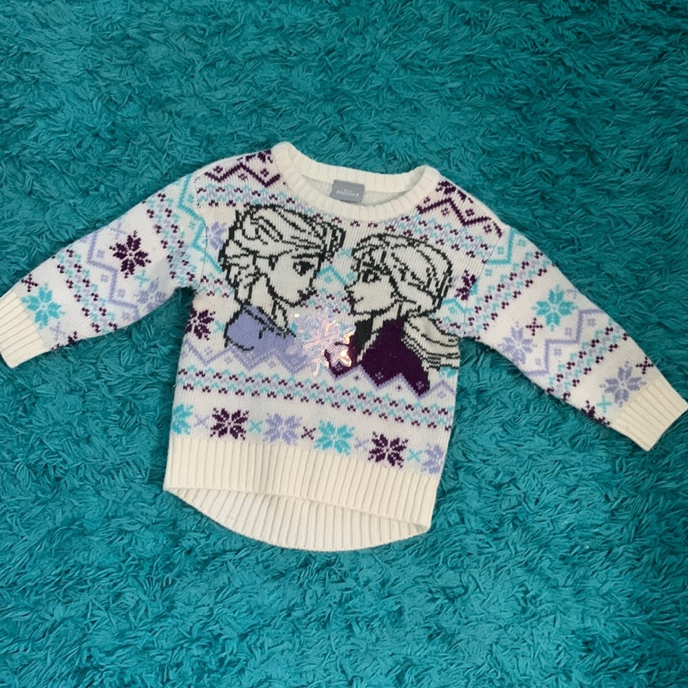 🥶💙DISNEY Frozen 2 Elsa and Anna toddler sweater.  Size 2t-100% Acrylic